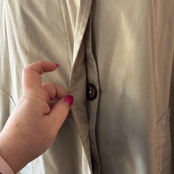 Gleneagles women's Vintage classic long tan trench coat hidden buttons sz 14P - Picture 5 of 14